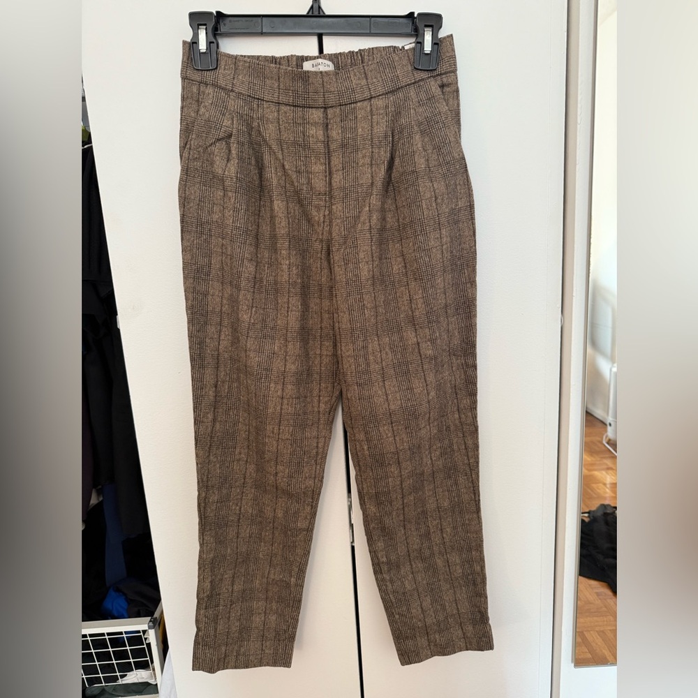 Aritzia Cohen Brown Plaid Cropped Pants